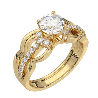 14k white gold triple shank engagement set
