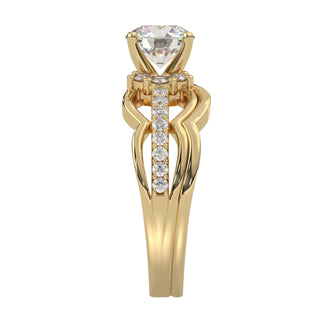 14k white gold triple shank engagement set